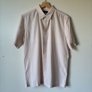 Theory Men's Pale Pink Short Sleeve Button-Down Shirt
